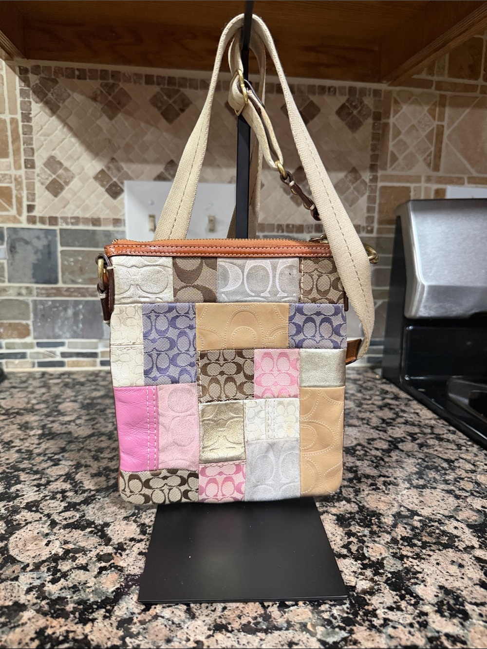 Coach pink Patchwork Signature Canvas Crossbody Bag - Multicolor